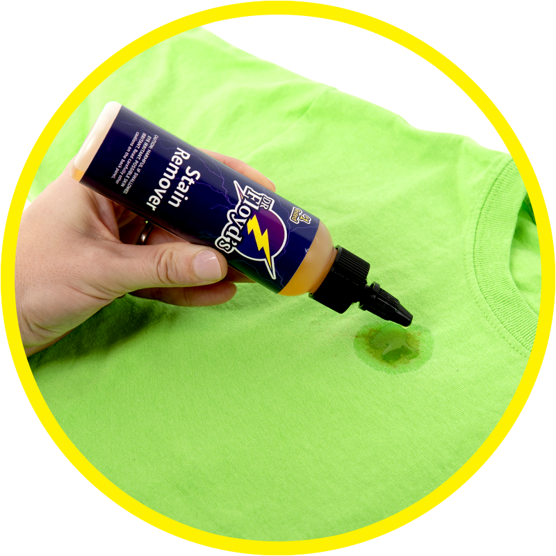 Applying Dr Floyds Stain Remover directly to a shirt stain