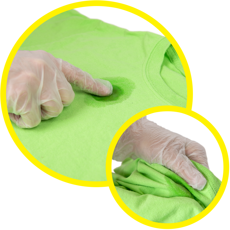 Rub Dr Floyds into the stain while wearing gloves